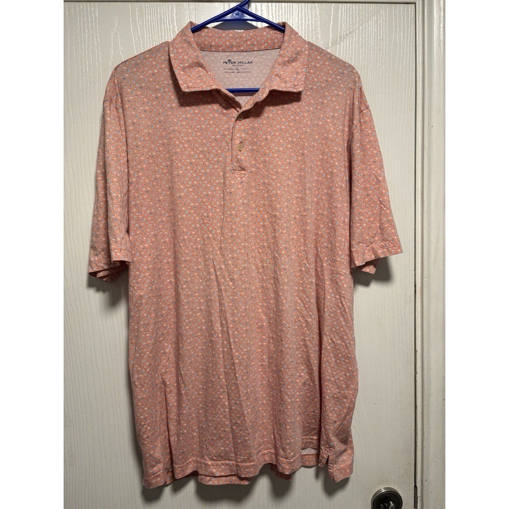 Peter Millar SEASIDE XL Pima Cotton Golf Button Polo‎ All Over Print Sea …